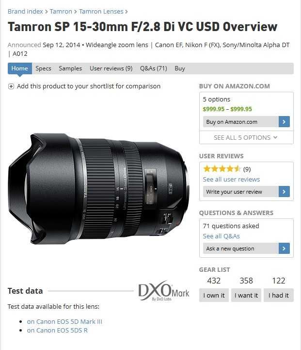 Продавам обектив "Tamron" SP 15-30 f/2.8 за Никон