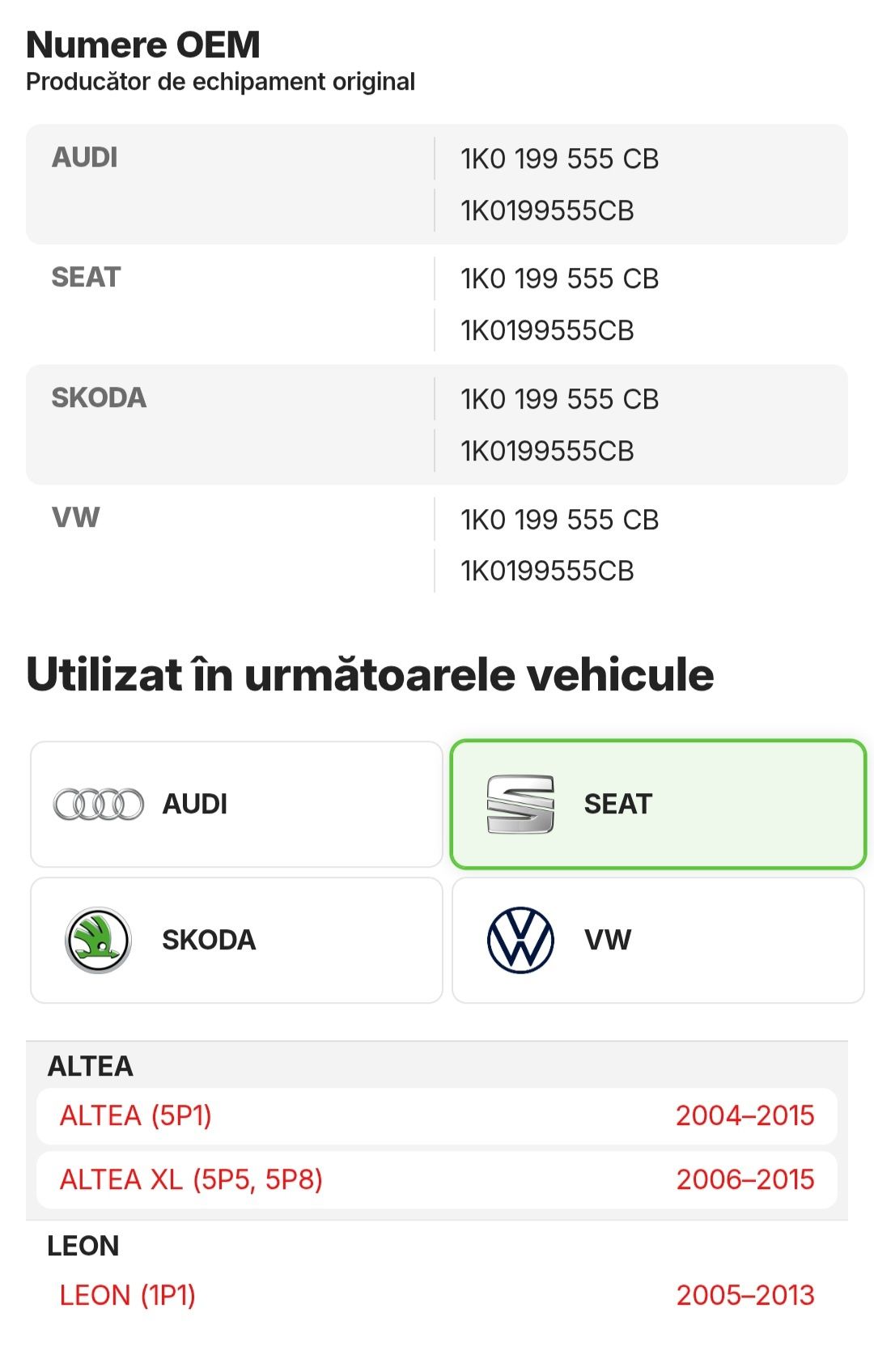 Tampon motor VW/Audi/Seat/Skoda 1.2tsi