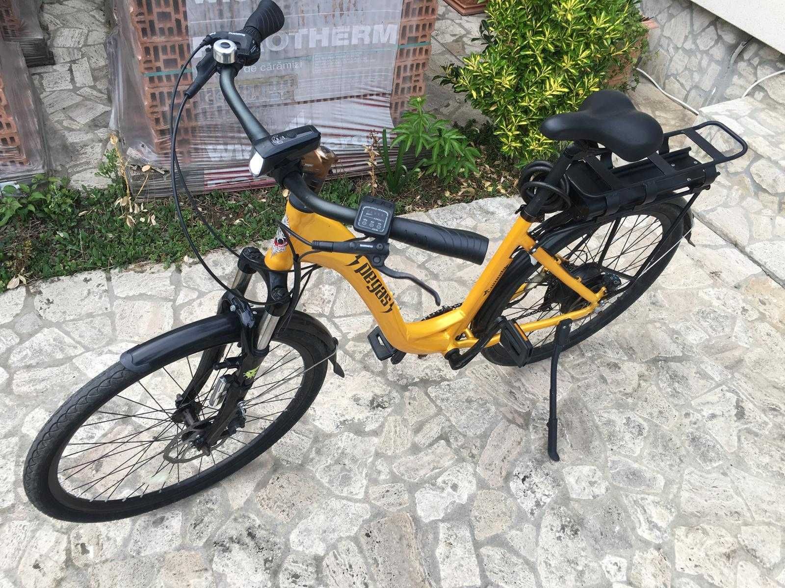 Bicicleta electrica Pegas Comoda Dinamic Galben Stup