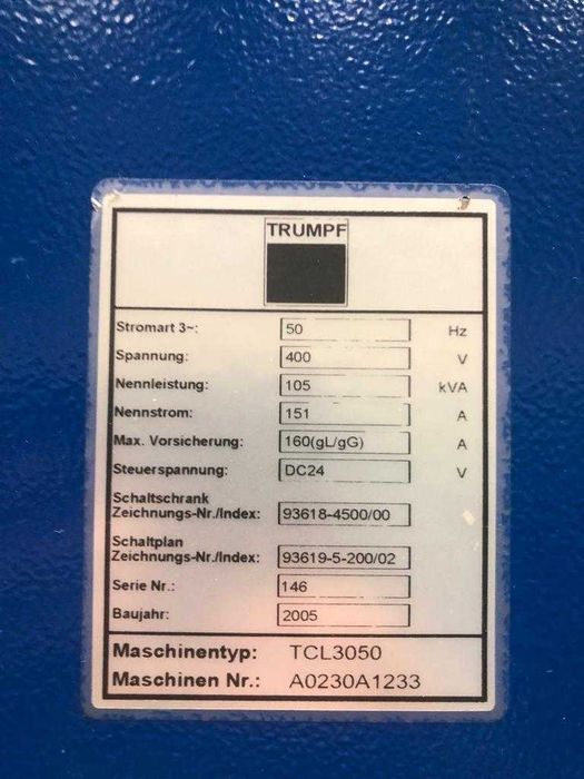Sistem laser industrial TRUMPF L3030  – mașină + sursă + chiller