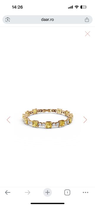 Bratara tennis DAAR din argint galben.Certificat de garantie