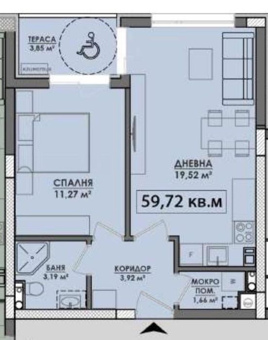 Продава се Двустаен апартамент в Бургас, Славейков - 60 кв.м за 1294 €/кв.м - Снимка #2