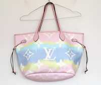 Louis Vuitton Escale Neverfull MM чанта в пастелни цветове + клъч