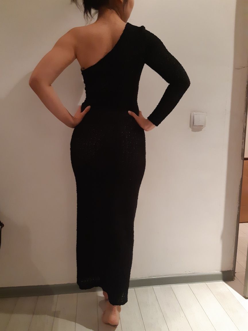 Черное длинное платье, Бежевое, короткое атласное платье