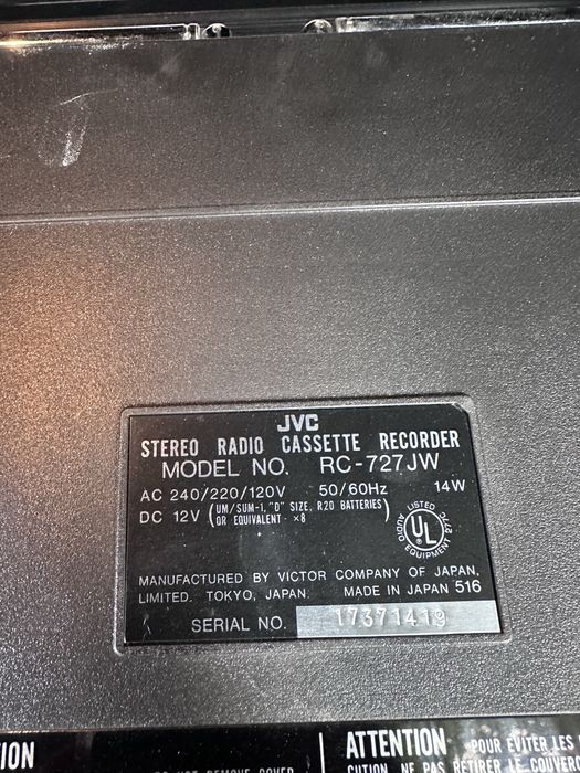 JVC RC - 727 JW - Model pentru piata din S.U.A