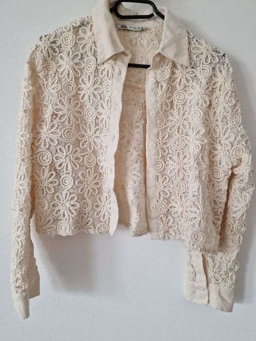 Sacou scurt, crem cu modele