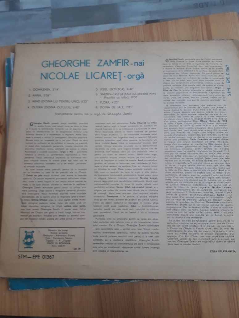 Vinil Gheorghe Zamfir Nicolae Licaret STM-EPE 01367 Electrecord