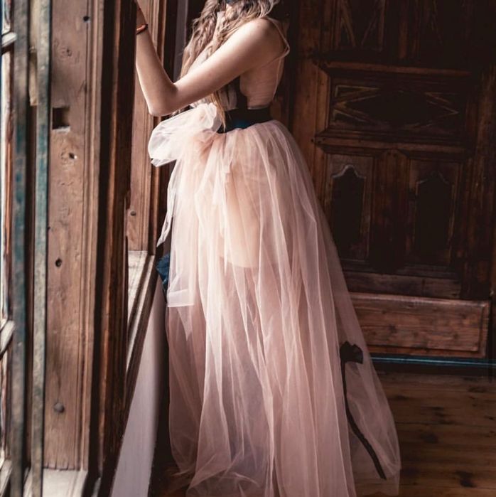 Официална дълга бежова рокля AVIN