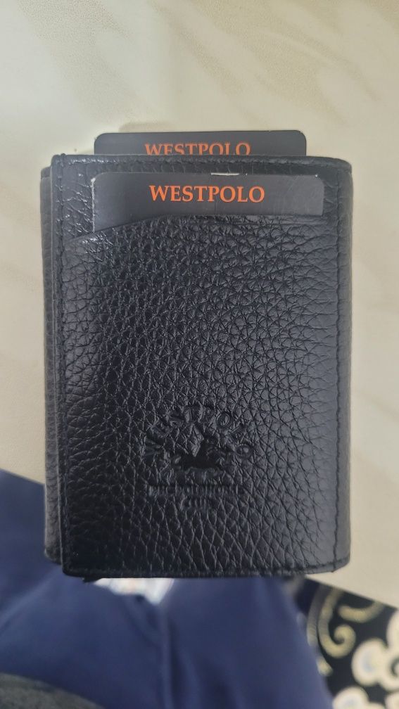 Картхолдер West Polo WP5550 натуральная кожа черный