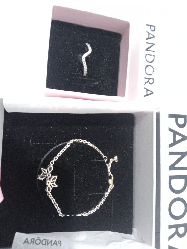 Бижута PANDORA комплект гривна и пръстен  ново