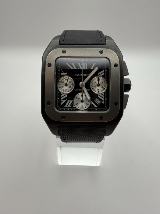 Ceas Cartier Santos 100XL Chronograph Titanium PvD la cutie
