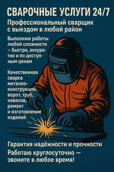Сварщик. Сварка. Услуга сварочных работ и сантехника