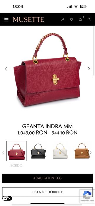 Vand geanta piele musette bordo