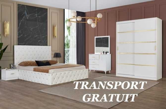 Dormitor LUX ALB NOU - transport gratuit - garantie