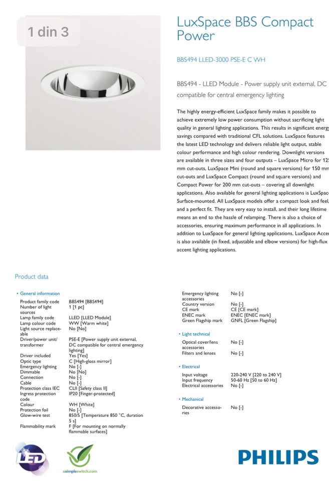 Reflector led Philips BBS 494/490