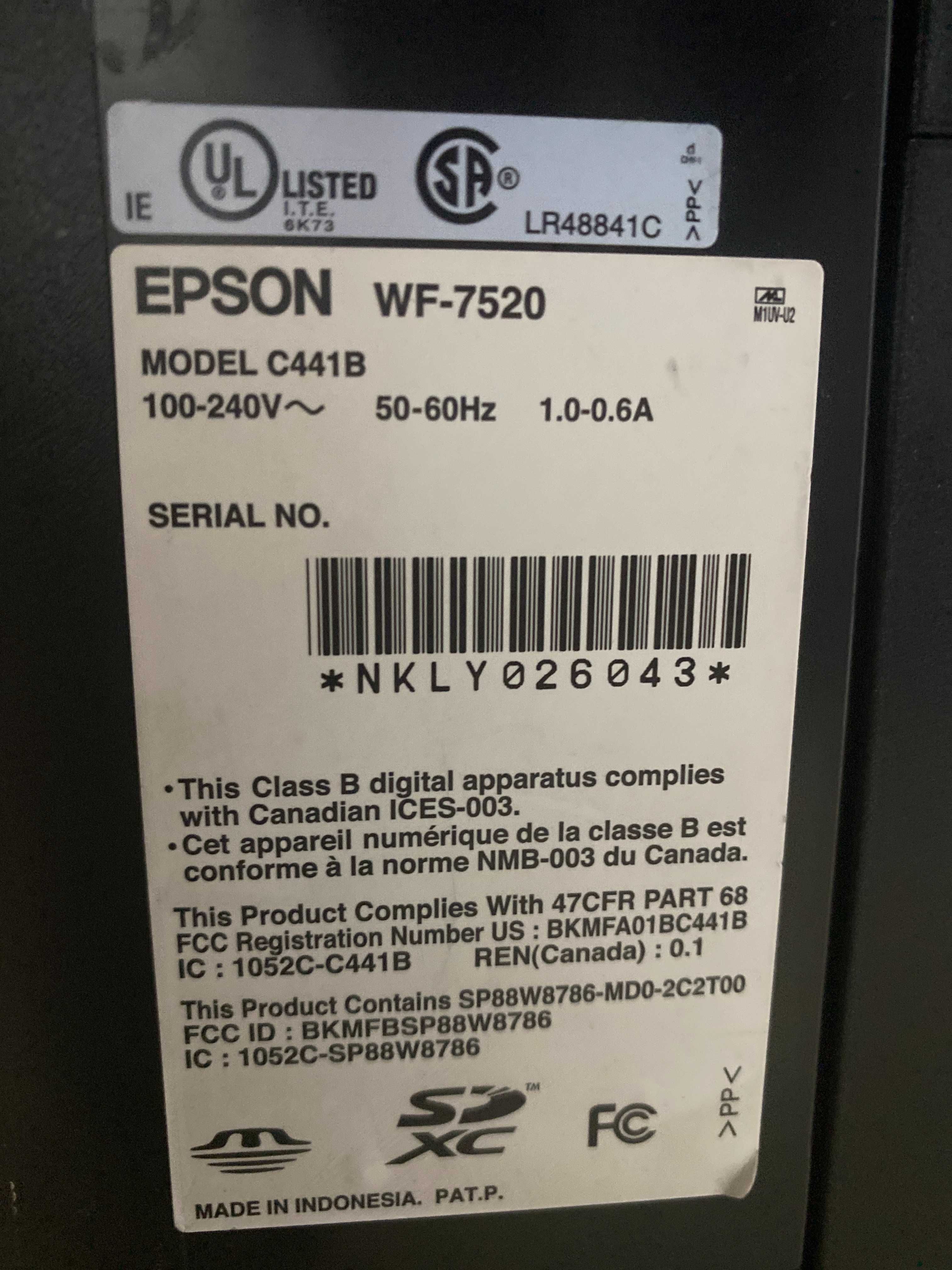 Продается МФУ Epson WorkForce WF-7520