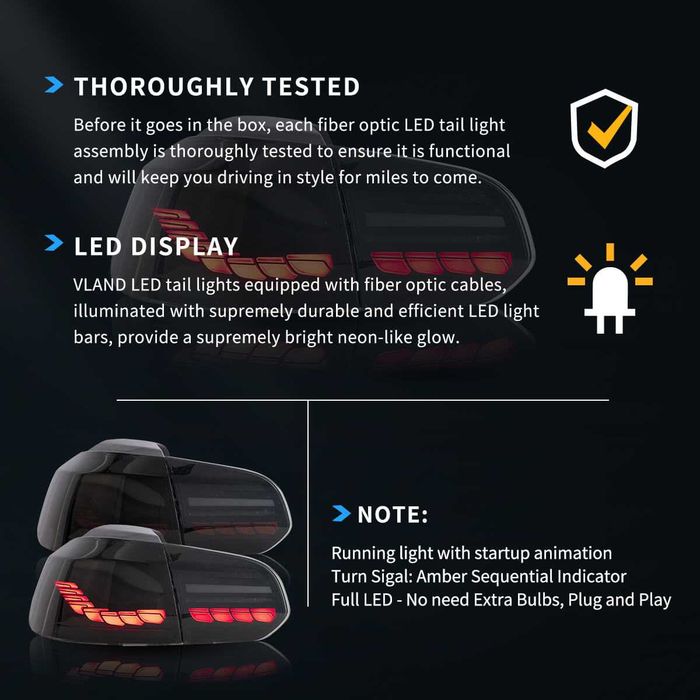 Комплект OLED стопове с динамични мигачи GTS style за ГОЛФ 6 Golf