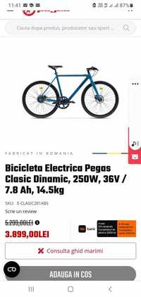 Bicicleta Electrica Pegas Clasic Dinamic, 250W, 36V / 7.8 Ah, 14.5kg