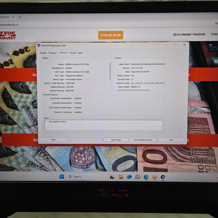 Laptop Asus TUF Gaming Ryzen 7 gen 3 16gb, GTX 1650 500ssd Zeus 34030