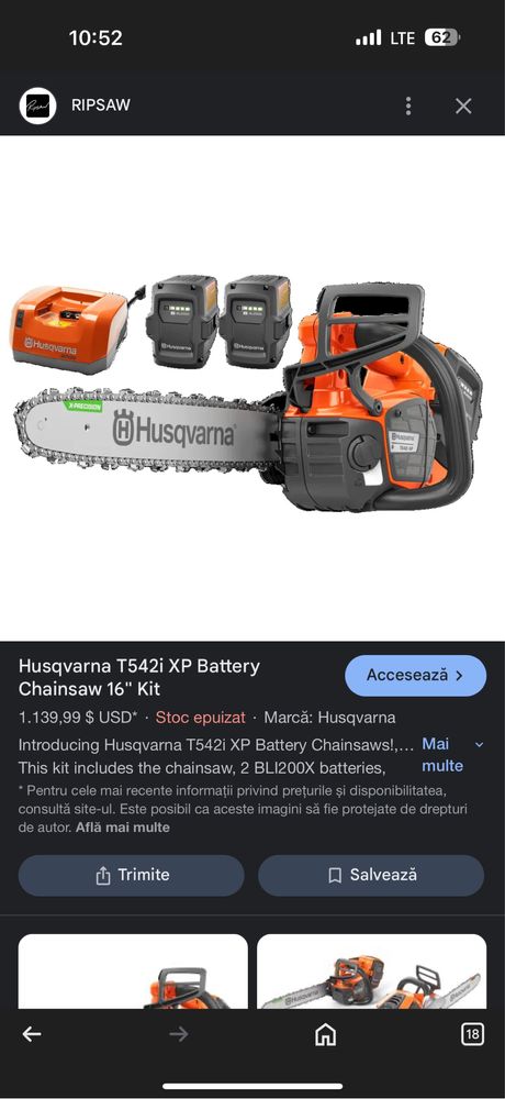 Drujba Husqvarna T542 iXP ,impecabila !
