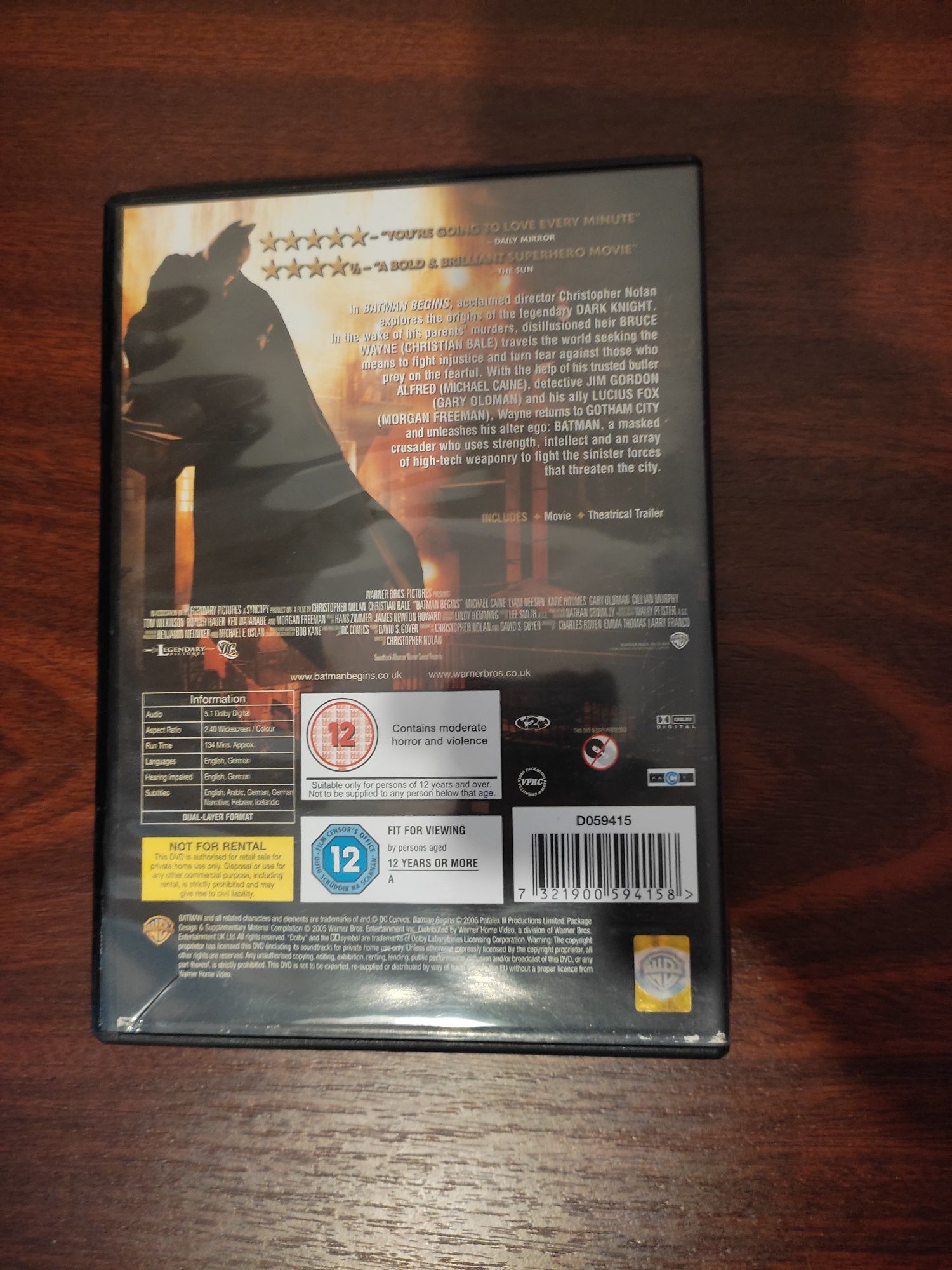 Batman Begins film DVD