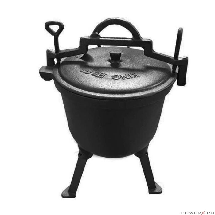 Ceaun din fonta emailata cu picioare si capac, 4litri, negru, Kinghoff