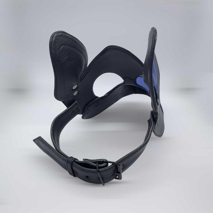 Кожена маска на куче черна синя фетиш маска fetish