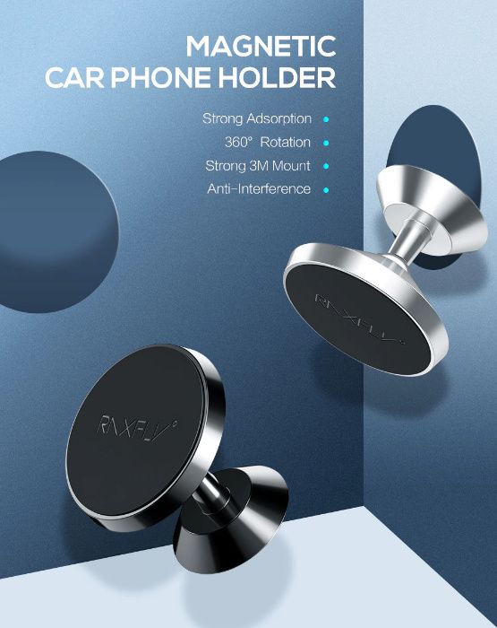 Suport auto magnetic cu adeziv pt telefon Samsung, iPhone, Huawei etc