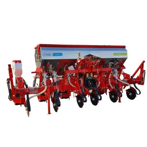 Bufer Semanatoare pneumatica pentru porumb si plante prasitoare cadru fix, Bufer, 6 randuri, calculator DMS08-6, buncar fertilizare jumbo inox 1000 litri,  dublu disc la semanat si fertilizare