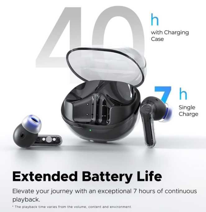 Casti Bluetooth 5.3 SoundPEATS Clear, negre