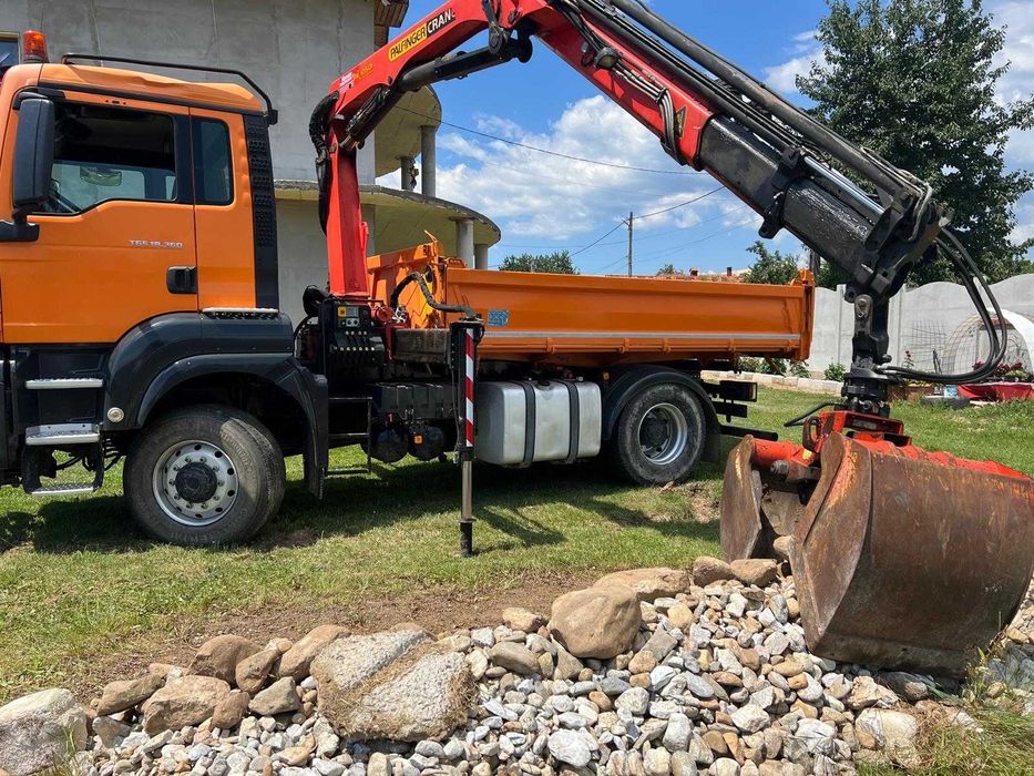 MAN TGS 18.360 4x4 – Basculantă + Macara + Sărărița și Plug