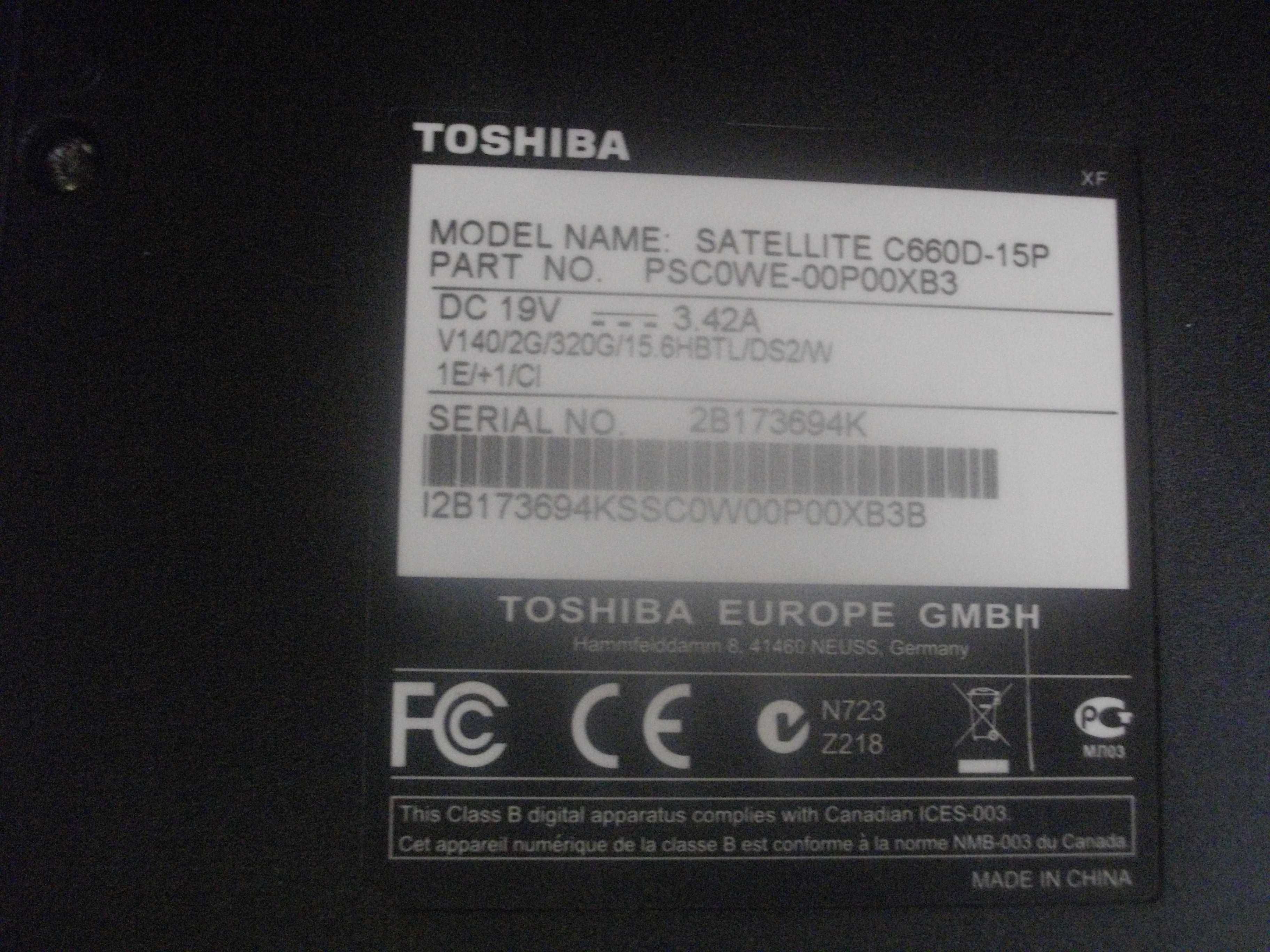 Лаптоп TOSHIBA Satellite C660D-15P-ЗА ЧАСТИ/ ЗА РЕМОНТ-Не Светва-15,6"