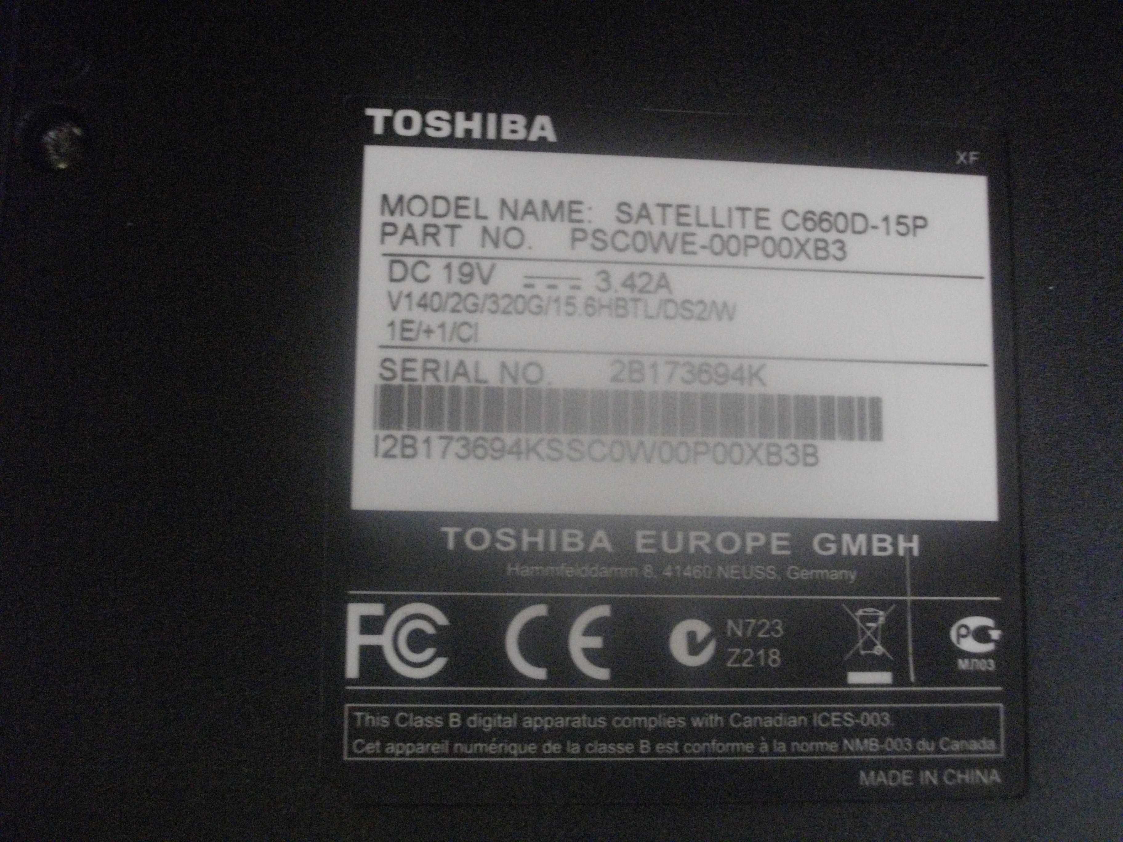 Лаптоп TOSHIBA Satellite C660D-15P-ЗА ЧАСТИ/ЗА РЕМОНТ-Не Светва-15,6"