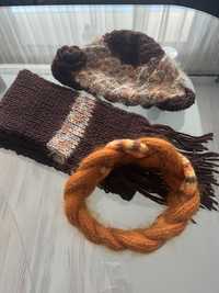 Ръчно плетени шал, шапка и лента + ПОДАРЪК 8 шалчета