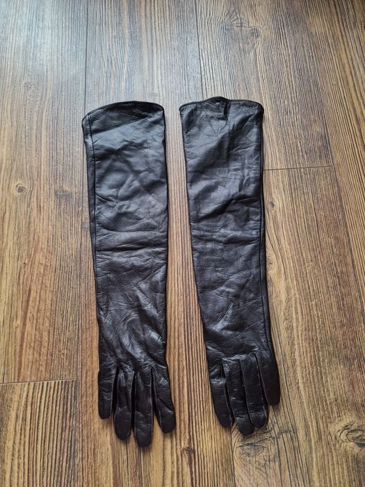 Страхотни дамски дълги ръкавици , естествена кожа,