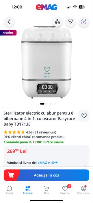 Sterilizator multifuncțional: sterilizează, usucă,încălzește biberoane