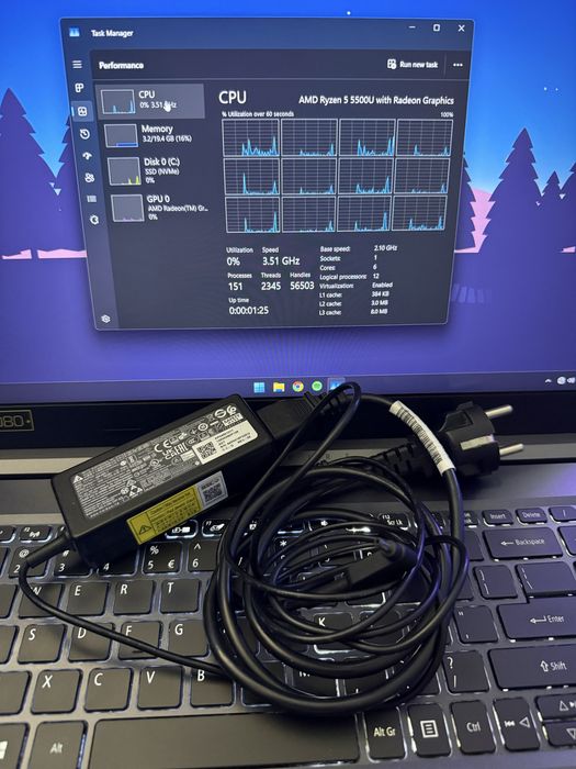 Laptop Acer Ryzen 5 5500U, 20GB RAM, 512Gb SSD