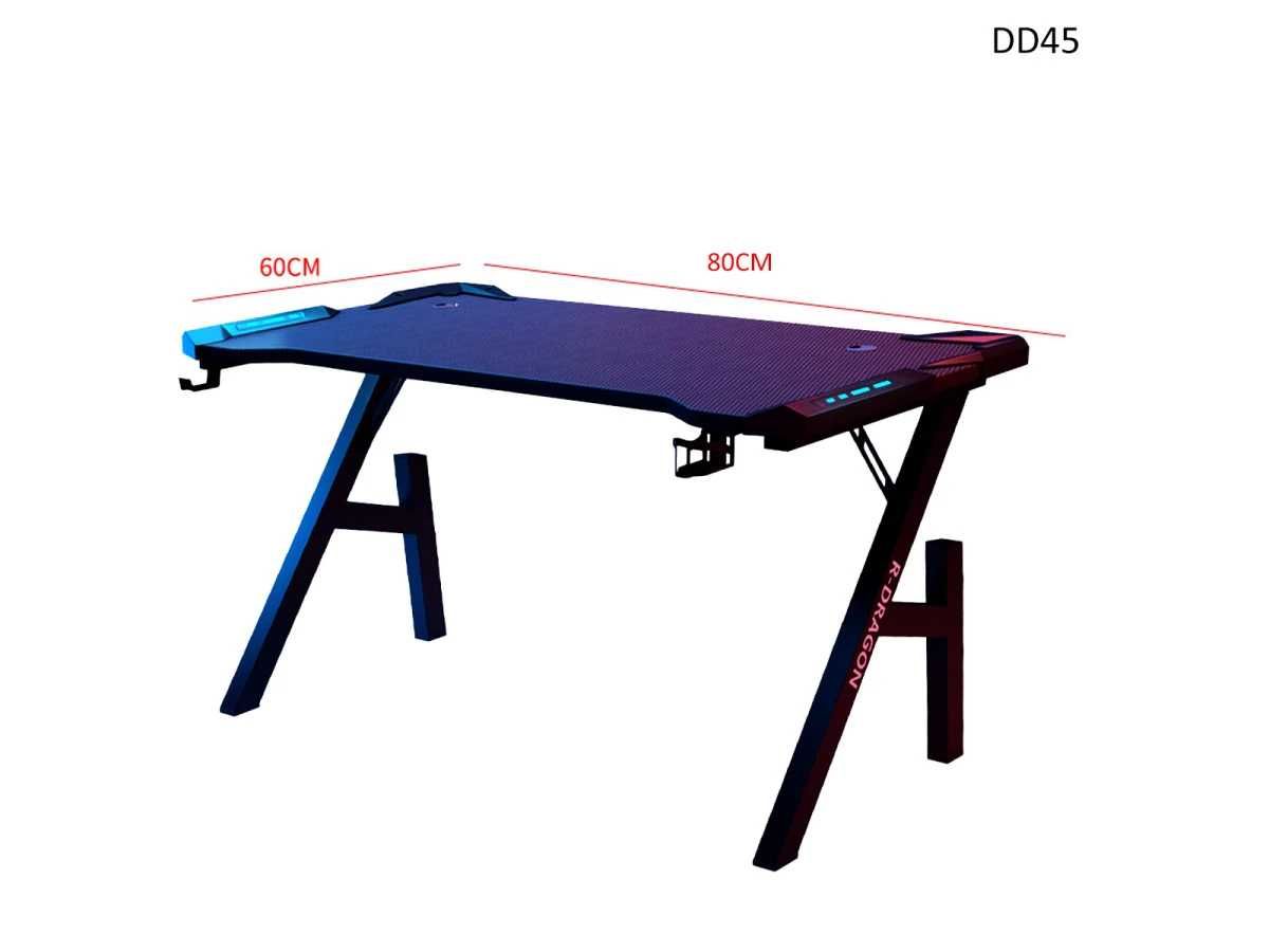Birou de gaming in forma de Z cu lumini 80*60cm