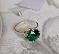 Кольцо с Зелёным Фианитом (серебро 925) - Kumush uzuk