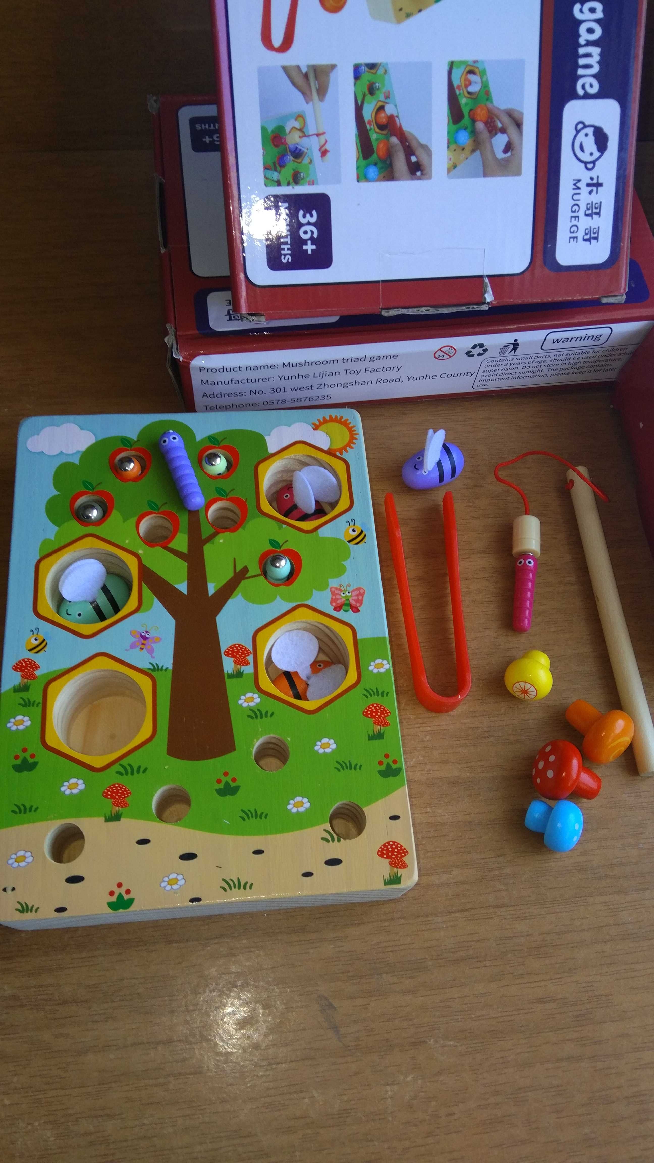 НОВО дървена игра за сръчност - кошер с пчелички + магнитни червейчета