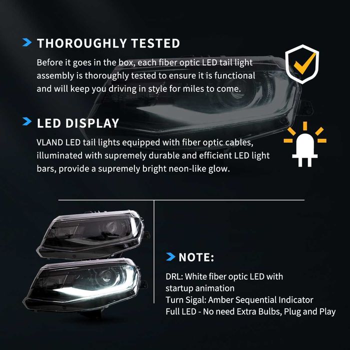 Комплект LED фарове с динамични мигачи за Chevrolet Camaro 2016 - 2018