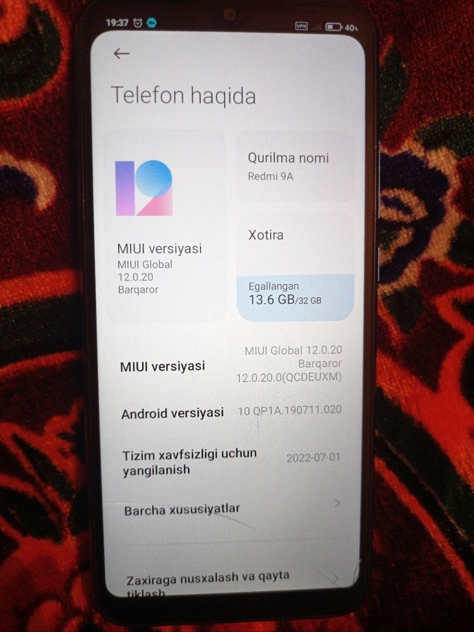 Redmi 9A sotiladi