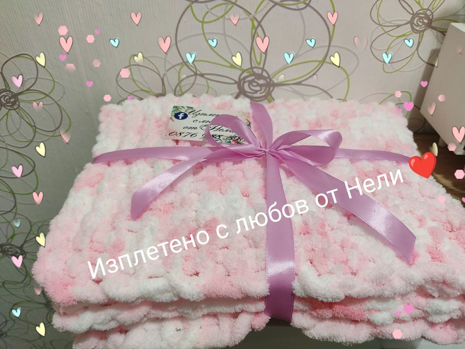 Ръчно плетени Пелена ,бебешки буйки лента за глава Комплект Клипс