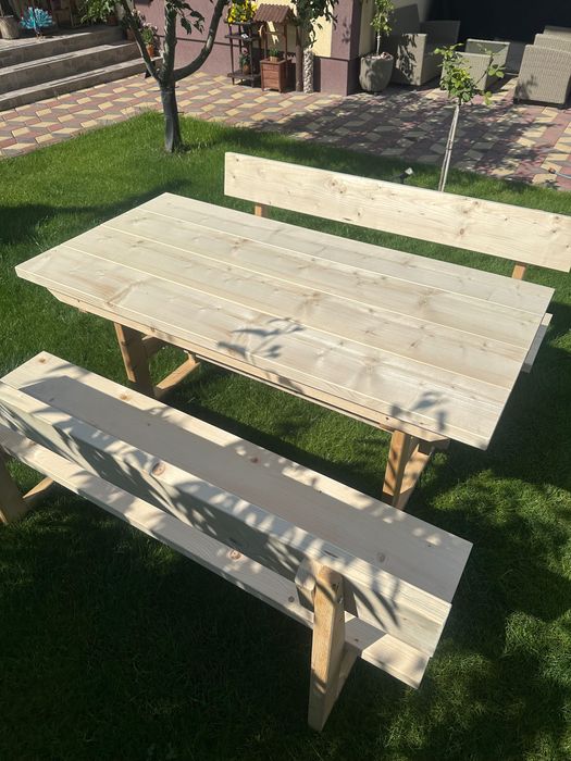 Set din lemn pentru grădină/ terasă/ foișor/ umbrar