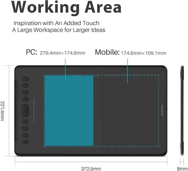 Графичен таблет за рисуване със стилус писалка HUION Inspiroy H1161