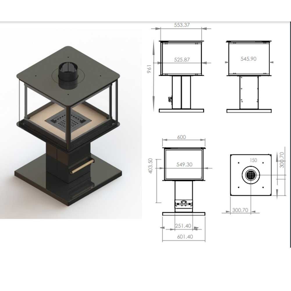 Semineu metalic tip tunel A-CAMINETTI Outdoor 4D, pe lemne, 11 kW, 80%