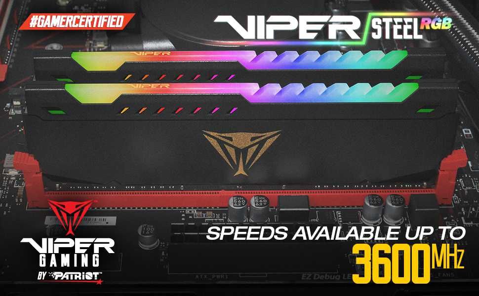 Памет Patriot Viper Steel RGB 16GB (2x8GB) DDR4 3600MHz, НОВИ