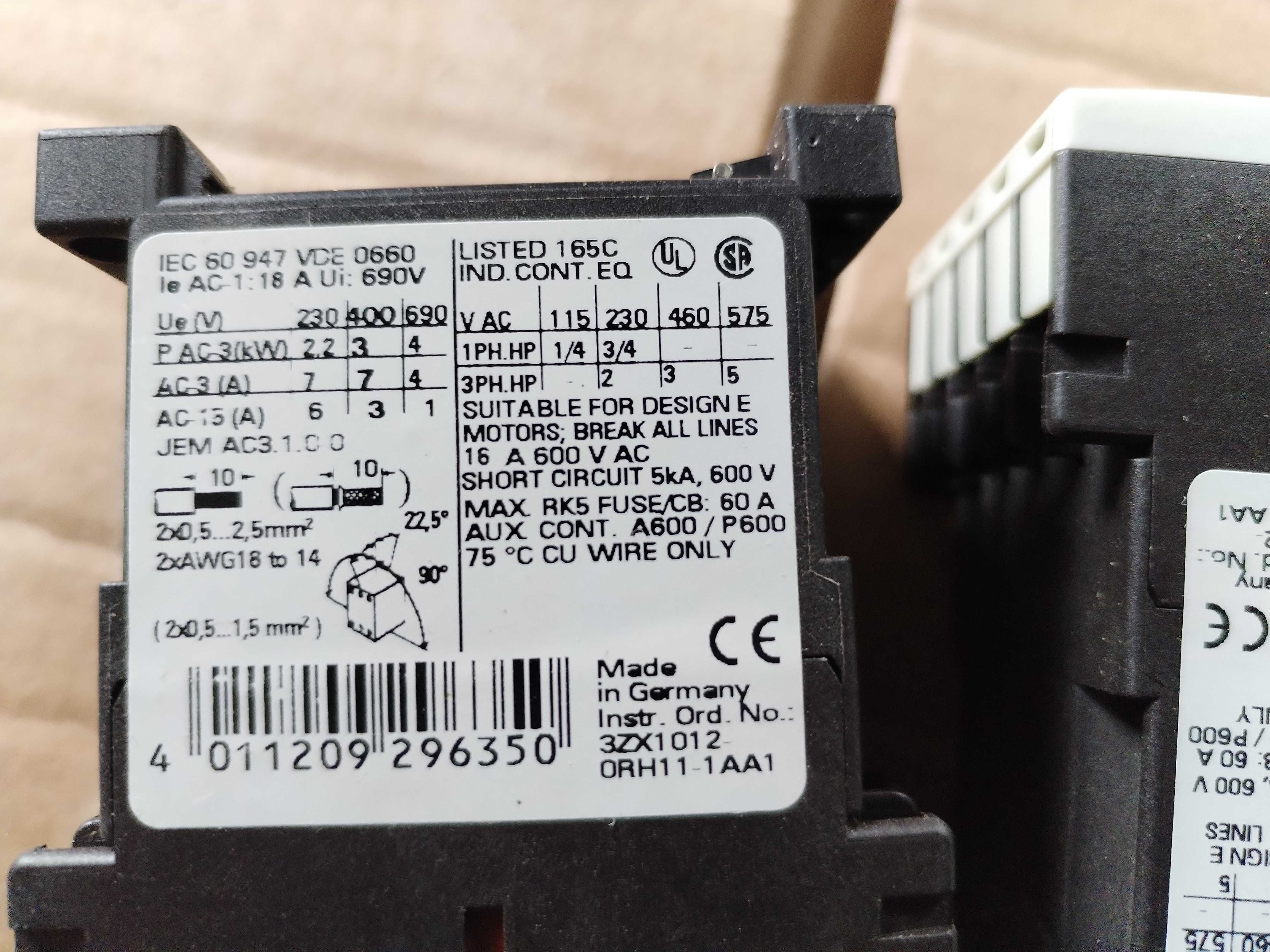 Contactor Siemens  releu termic protecție motoare  AEG mbs 25 etc