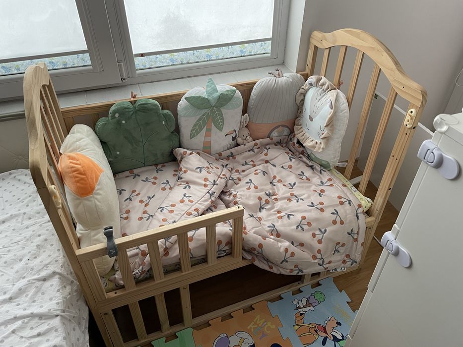 Дървено креватче, 5 в 1, за бебета и деца