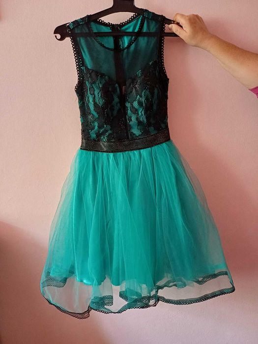 Rochie eleganta turcoaz scurta